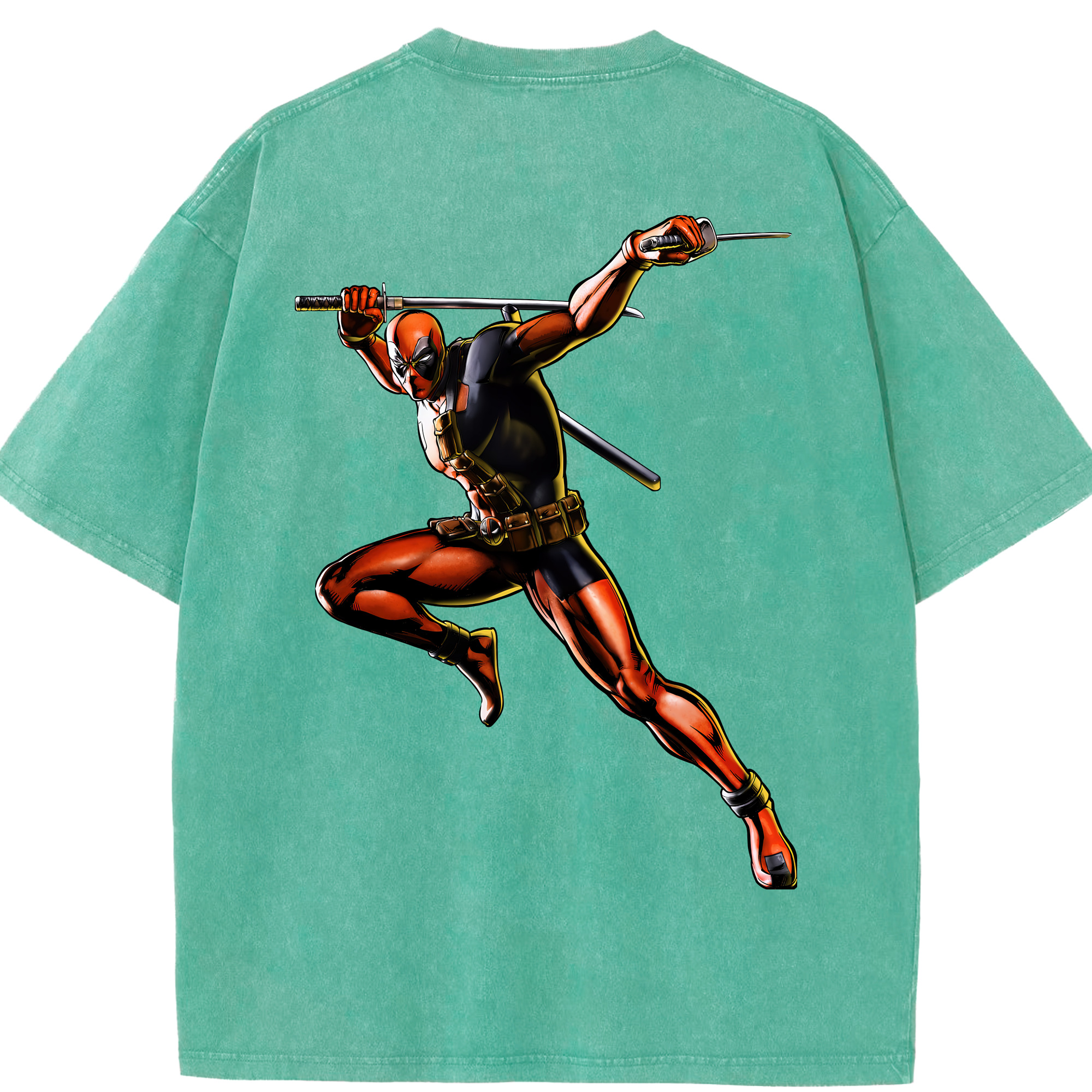 （画像用） Deadpool デッドプール 綿100% ヴィンテージ風 半袖Tシャツ（背面プリント）